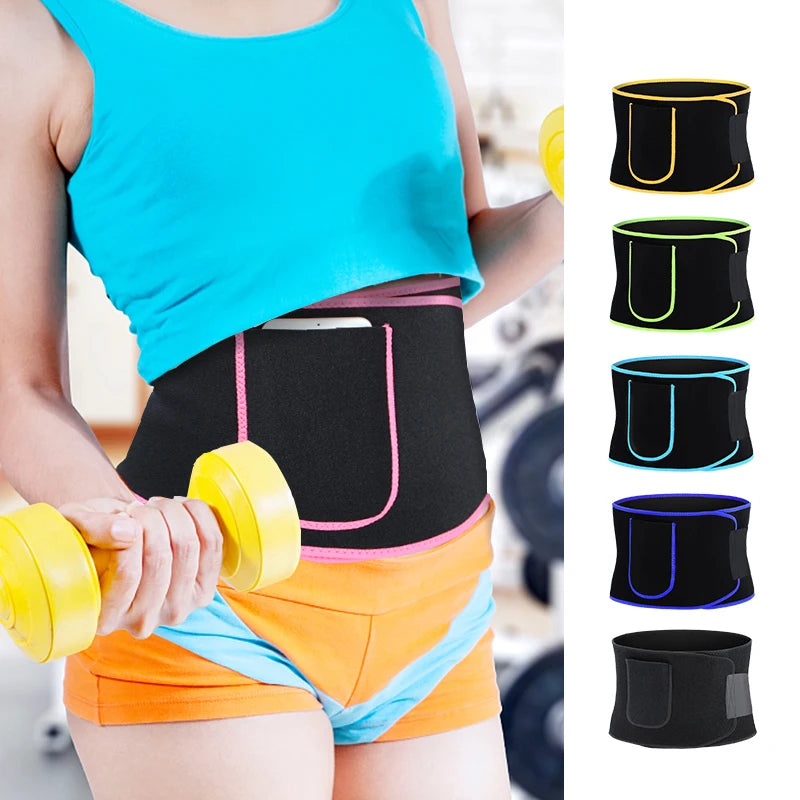 Centura de slabit, PRIMAFIT, pentru fitness, modelarea corpului, cu buzunar pentru telefon, culoarea neagra