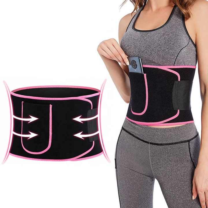 Centura de slabit, PRIMAFIT, pentru fitness, modelarea corpului, cu buzunar pentru telefon, culoarea neagra